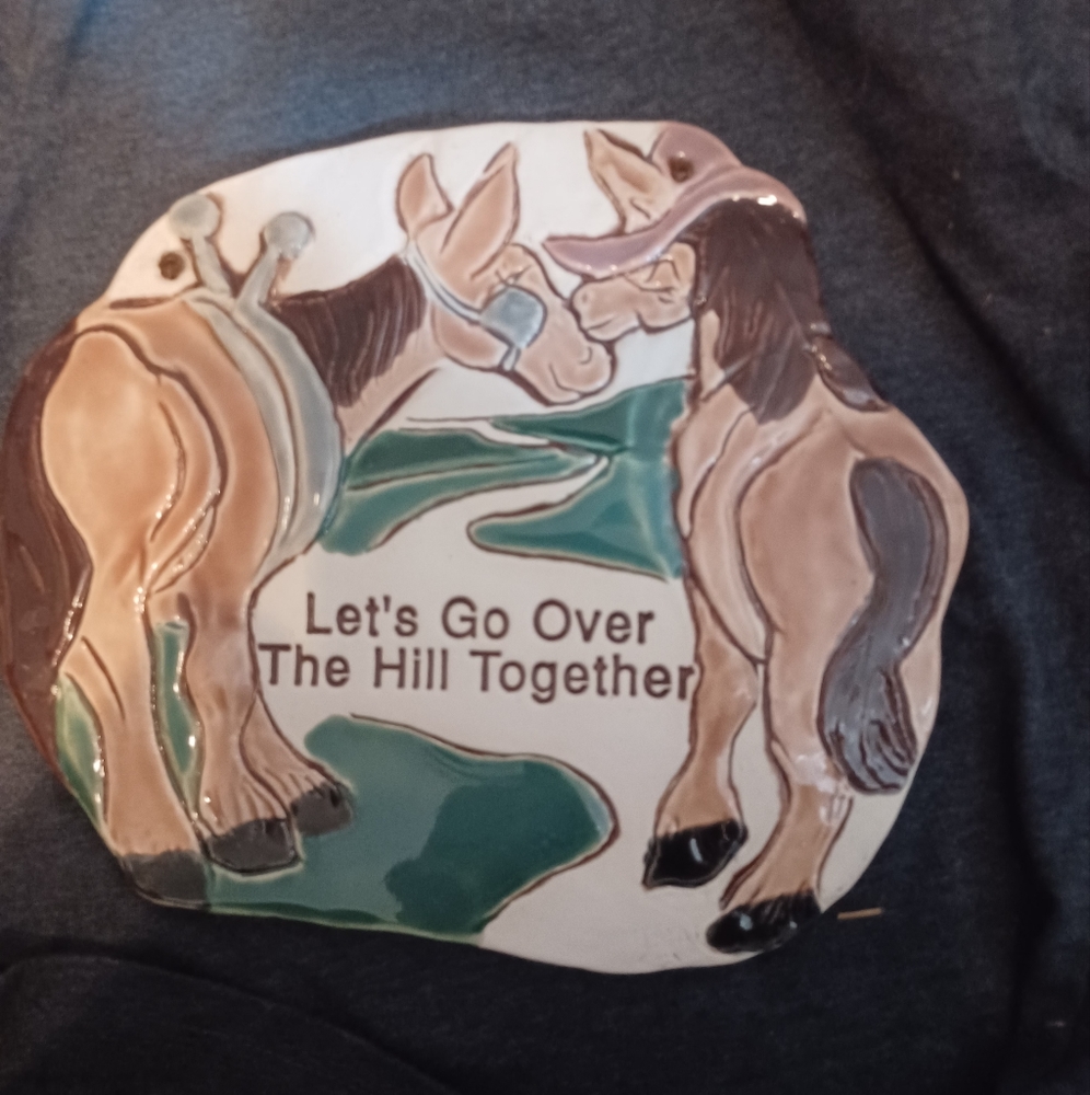 Smokey Mountain Pottery Over the Hill Together Plaque